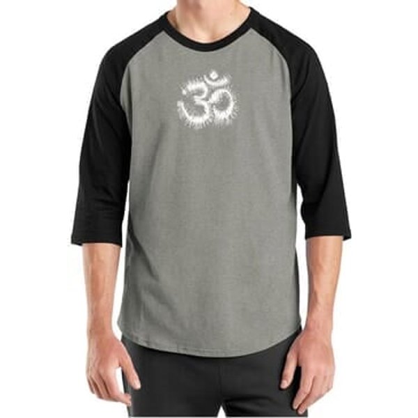 Mens Yoga Shirt OM Tie Dye Raglan Tee T-Shirt