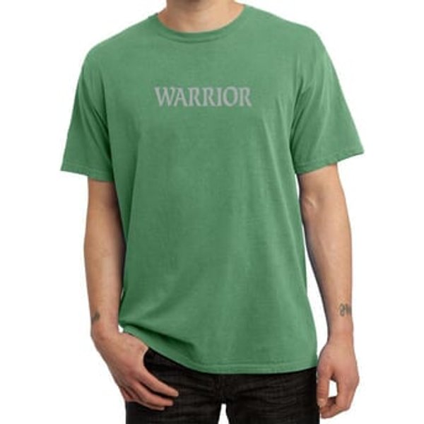 Mens Yoga Shirt Warrior Text Pigment Dyed Tee T-Shirt