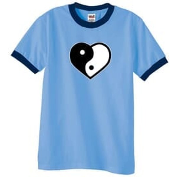 Mens Yoga Shirt Yin Yang Heart Ringer Tee T-Shirt