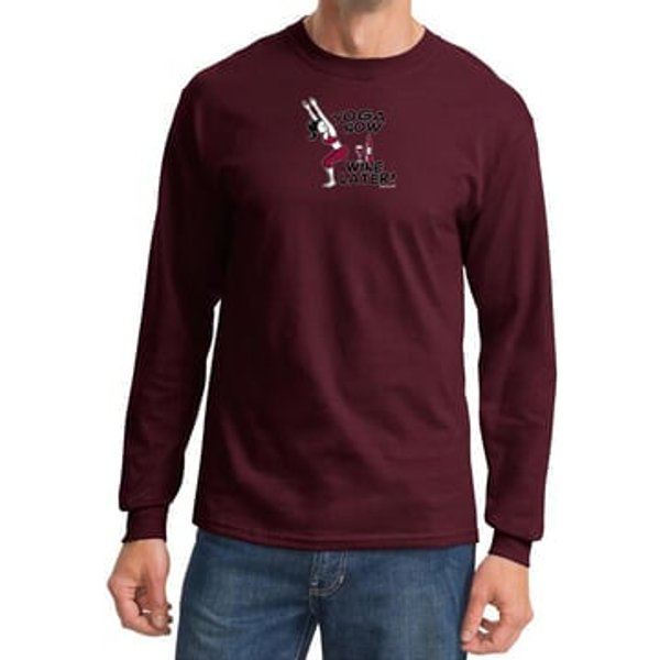 Mens Yoga Shirt Yoga Now Wine Later Long Sleeve Tee T-Shirt