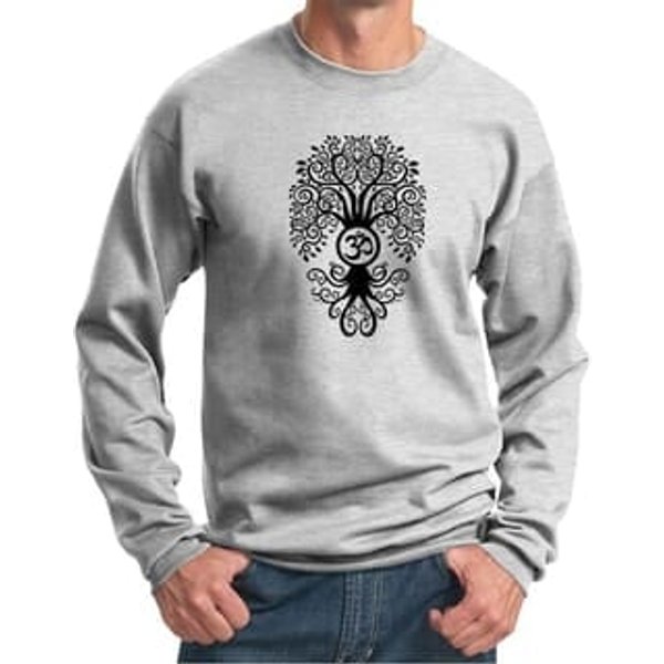 Mens Yoga Sweatshirt Black Bodhi Tree Sweat Shirt