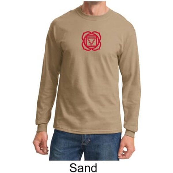 Mens Yoga T-shirt - Muladhara Root Chakra Adult Long Sleeve Shirt