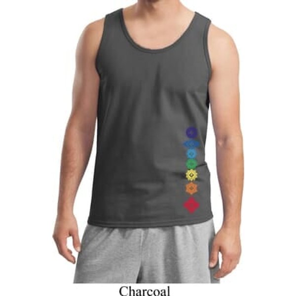 Mens Yoga Tanktop Floral Chakras Bottom Print Tank Top