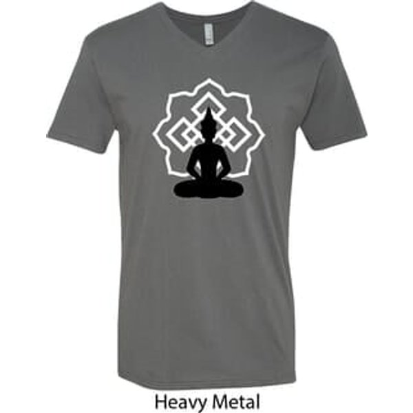 Mens Yoga Tee Buddha Lotus Pose V-neck Shirt