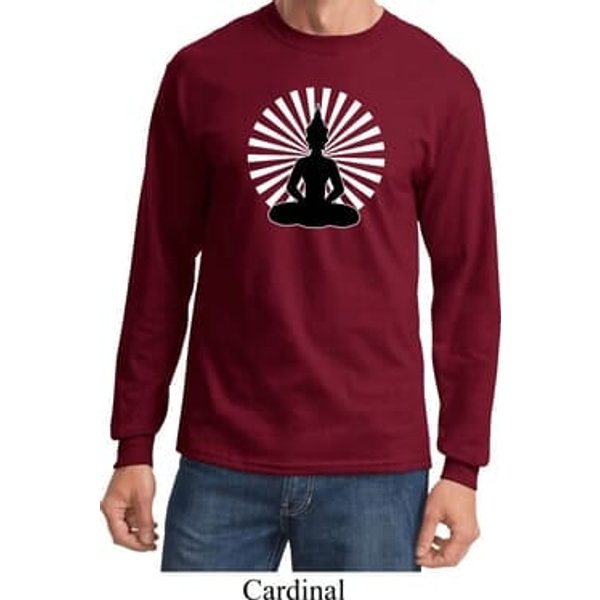 Mens Yoga Tee Meditating Buddha Long Sleeve