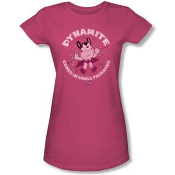 Mighty Mouse Juniors T-shirt Dynamite Girly Hot Pink Tee