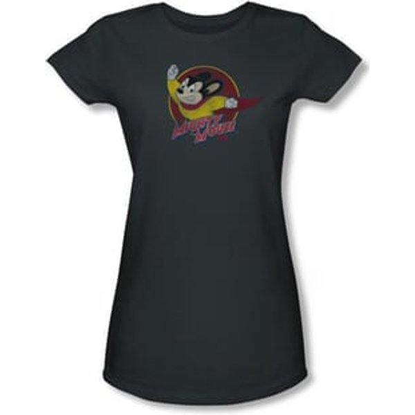 Mighty Mouse Juniors T-shirt Mighty Circle Girly Charcoal Tee