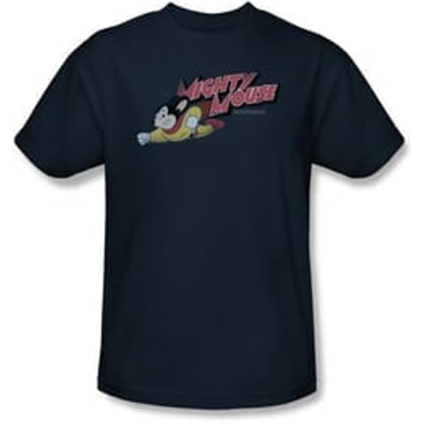 Mighty Mouse T-shirt - Mighty Retro Adult Navy Blue Tee