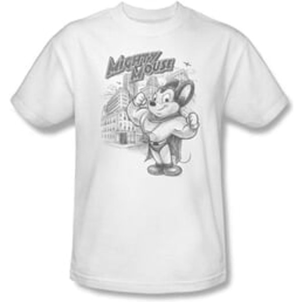Mighty Mouse T-shirt - TV Series Protect And Serve Adult White Tee