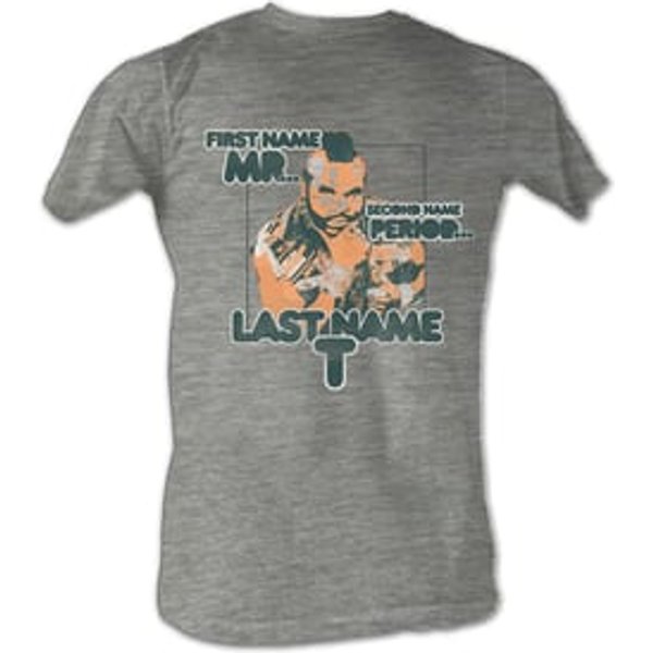 Mr. T T-Shirt - Last Name T A-Team Adult Grey Heather Tee Shirt