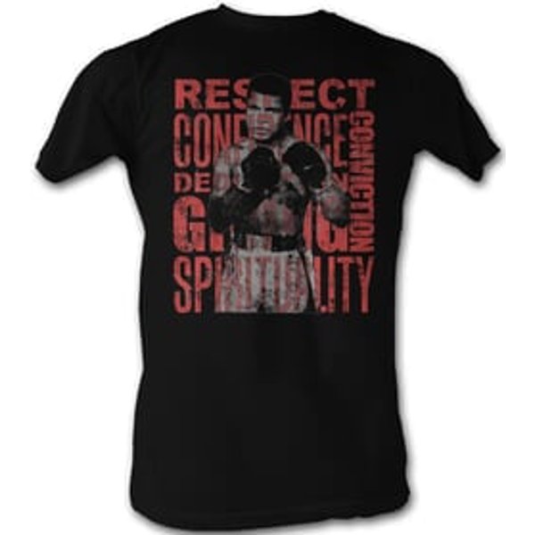 Muhammad Ali T-shirt Boxer Respect Adult Black Tee Shirt