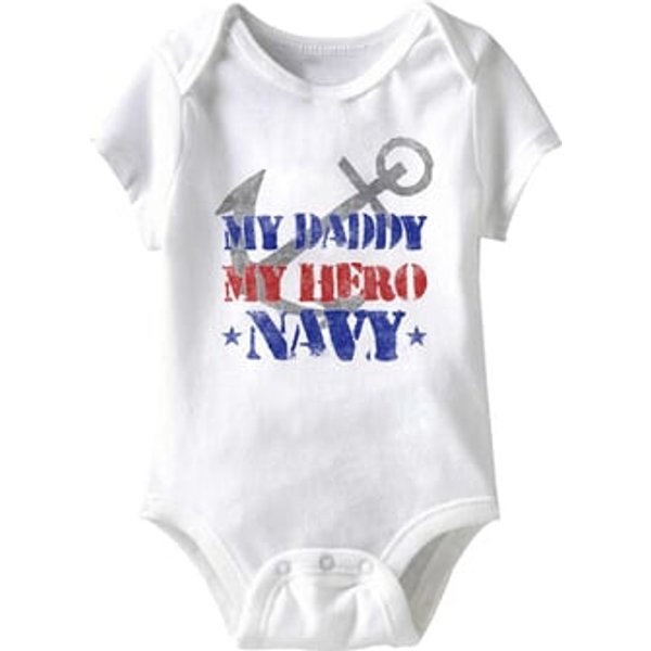 My Daddy My Hero Navy Funny Baby Romper White Infant Babies Creeper