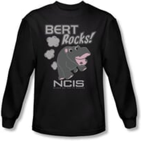 NCIS Shirt Bert Rocks Long Sleeve Black Tee T-Shirt