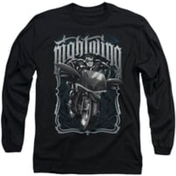 Nightwing DC Comics Shirt Biker Long Sleeve Black Tee T-Shirt