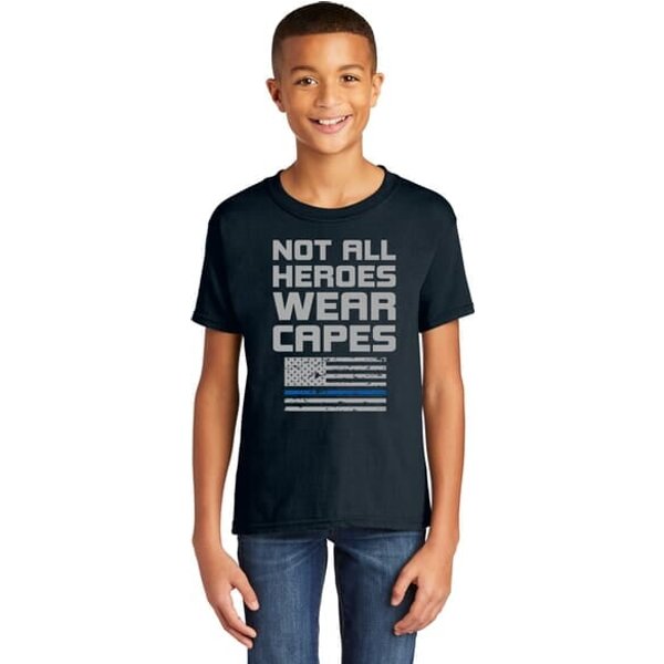 Not All Heroes Wear Capes Police Officer Kids Soft Style T-Shirt