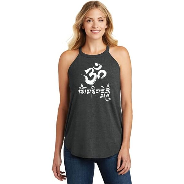 OM Mani Padme Hum Ladies Tri Blend Rocker Yoga Tank Top