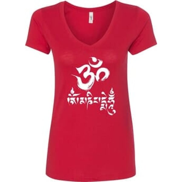 OM Mani Padme Hum Ladies V-Neck Yoga Shirt
