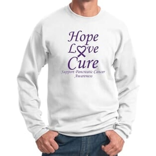 Pancreatic Cancer Sweatshirt Hope Love Cure Sweat Shirt