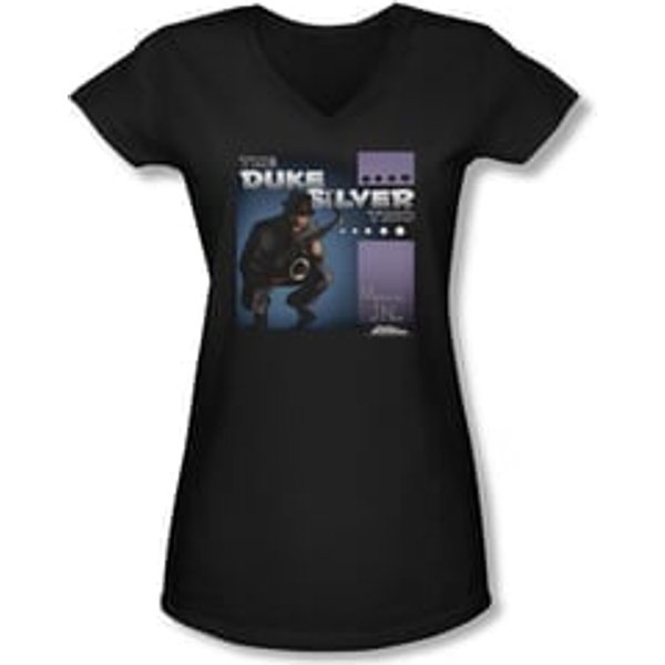 Parks And Recreation Shirt Juniors V Neck Duke Silvers Black T-Shirt