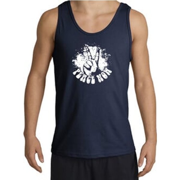 Peace Now Retro Vintage Classic Style Adult Tanktop - Navy