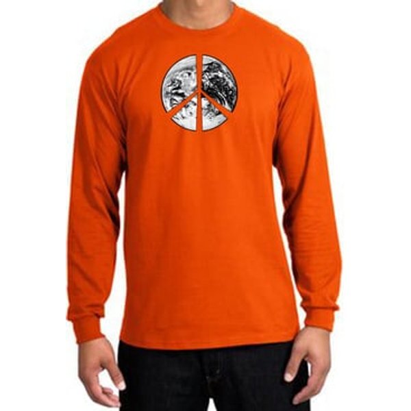 Peace Shirt Peace Earth Satellite Image Long Sleeve Shirt Orange