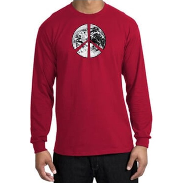 Peace Shirt Peace Earth Satellite Image Long Sleeve Shirt Red