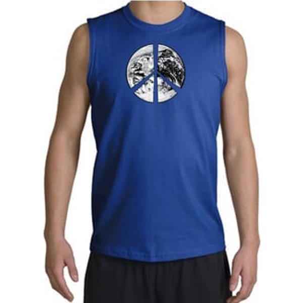 Peace Shirt Peace Earth Satellite Image Muscle Shirt Royal