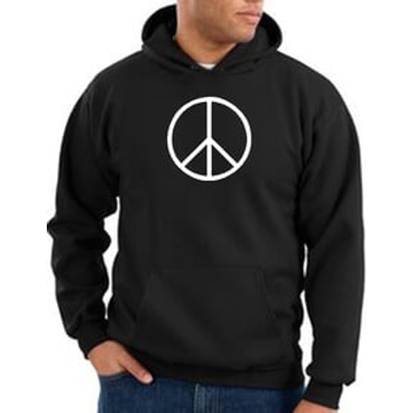 Peace Sign Hoodie Basic Peace White Print Hoodie Black