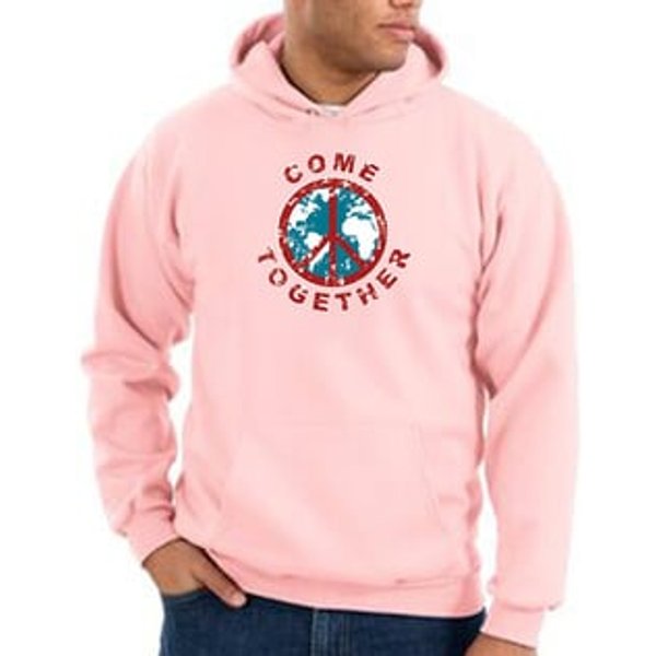 Peace Sign Hoodie Come Together Hoody Pink