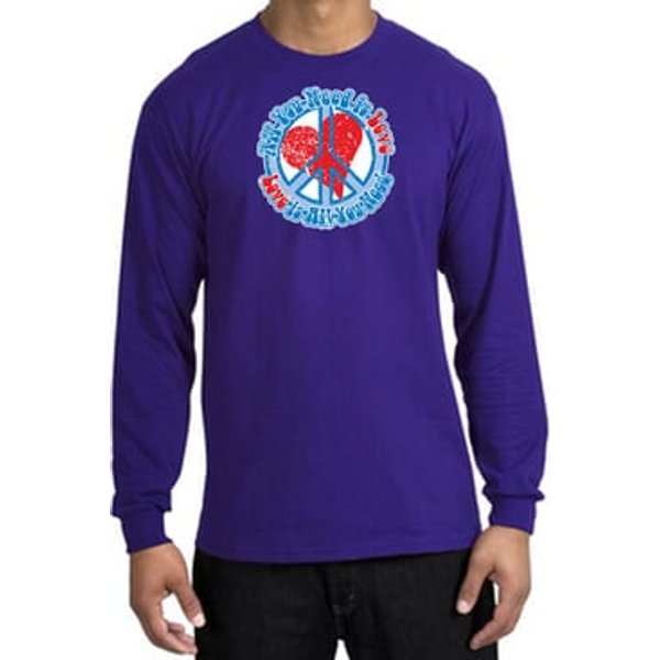 Peace Sign Shirt All You Need Is Love Long Sleeve Tee Purple