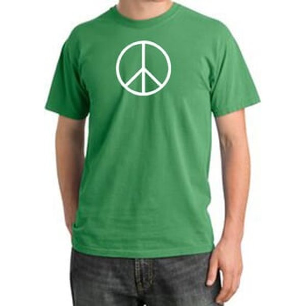 Peace Sign Shirt Basic Peace White Print Pigment Dyed Tee Piper Green