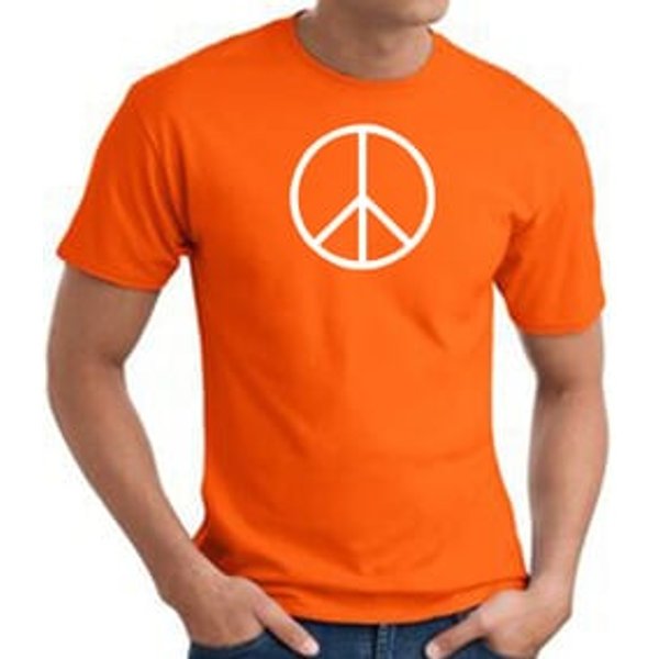 Peace Sign Shirt Basic Peace White Print Tee Orange