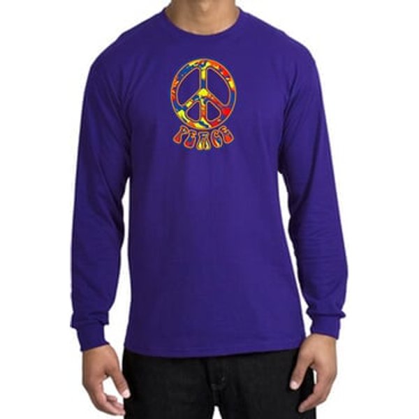 Peace Sign Shirt Funky 70s Peace Long Sleeve Shirt Purple