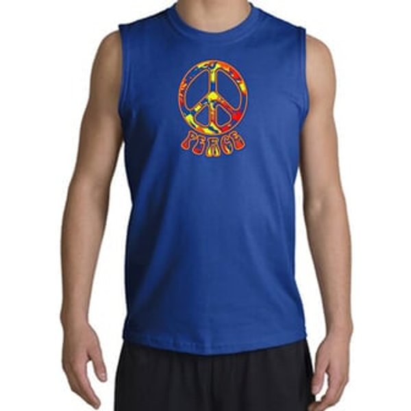 Peace Sign Shirt Funky 70s Peace Muscle Shirt Royal