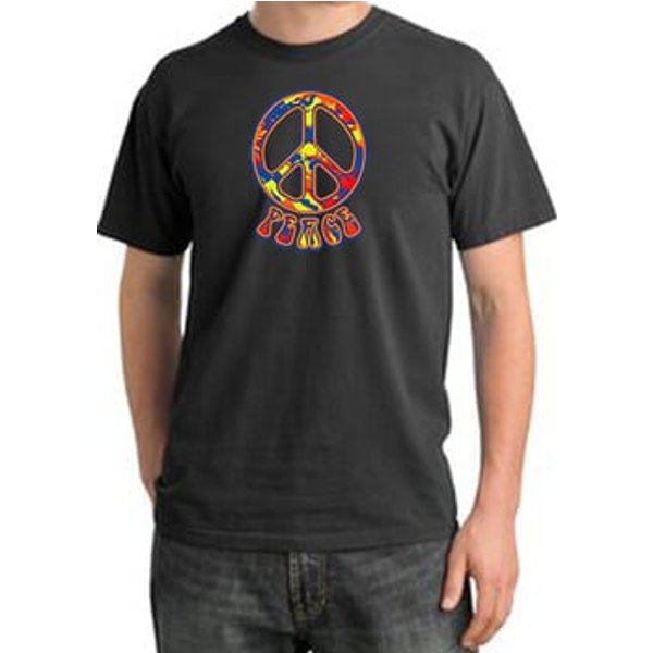 Peace Sign Shirt Funky 70s Peace Pigment Dyed Tee Dark Smoke