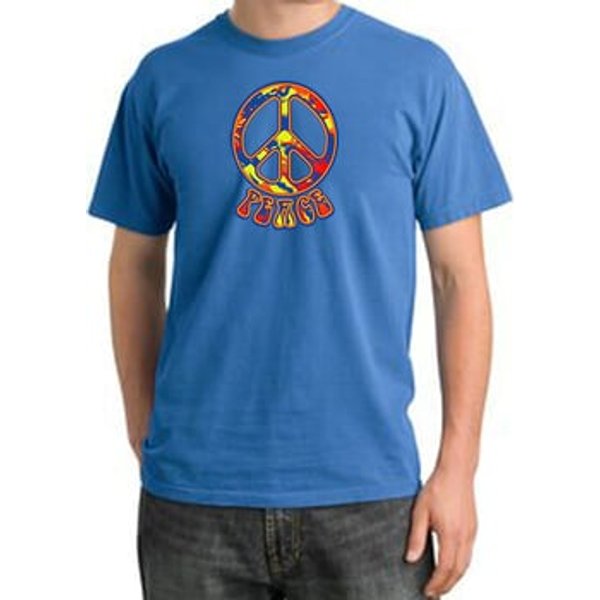 Peace Sign Shirt Funky 70s Peace Pigment Dyed Tee Medium Blue