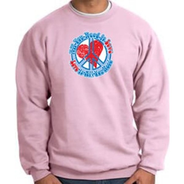 Peace Sign Sweatshirt - All You Need Is Love - Pink