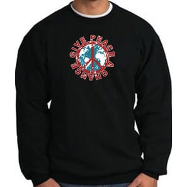 Peace Sign Sweatshirt - Give Peace A Chance - Black