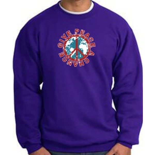 Peace Sign Sweatshirt - Give Peace A Chance - Purple
