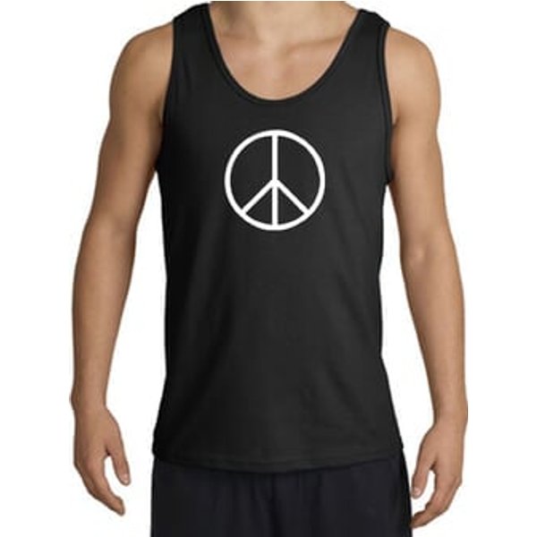 Peace Sign Tank Top Basic Peace White Print Tanktop Black