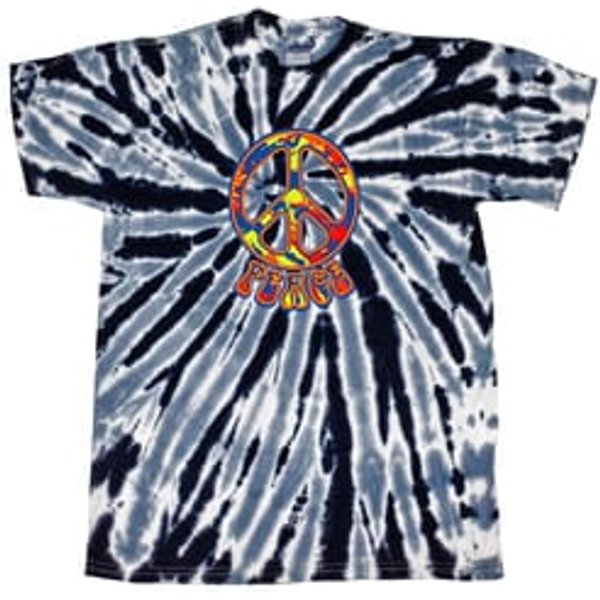Peace Tie Dye T-shirt Funky Peace Black Twist Tie Dye