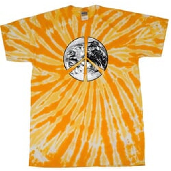 Peace Tie Dye T-shirt Peace Earth Gold Twist Tie Dye