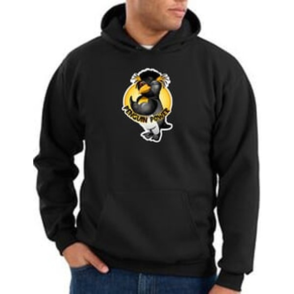 Penguin Power Hoodie Athletic Gym Workout Hoody Black