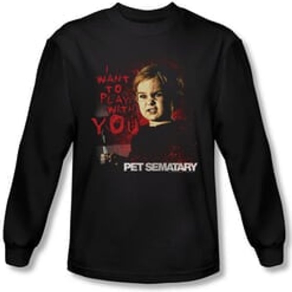 Pet Sematary Shirt I Want To Play Long Sleeve Black Tee T-Shirt