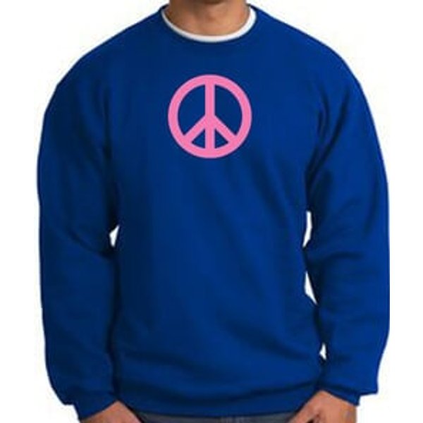 PINK PEACE World Peace Sign Symbol Adult Sweatshirt - Royal