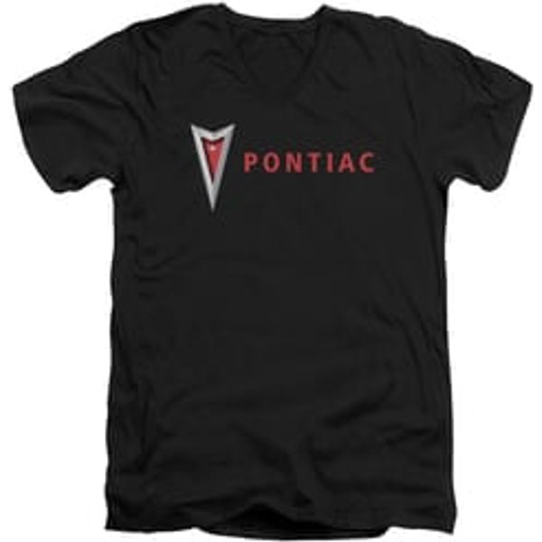 Pontiac Slim Fit V-Neck Shirt Modern Logo Black T-Shirt