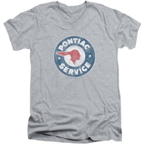 Pontiac Slim Fit V-Neck Shirt Vintage Service Sports Grey T-Shirt