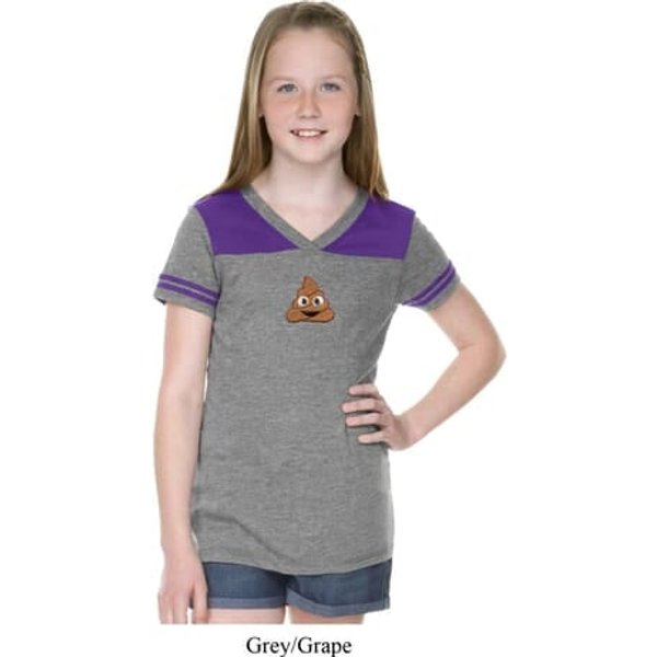 Poop Emoji Patch Middle Print Girls Football Shirt