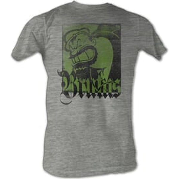 Popeye T-shirt Bluto Green Face Adult Heather Grey Tee Shirt