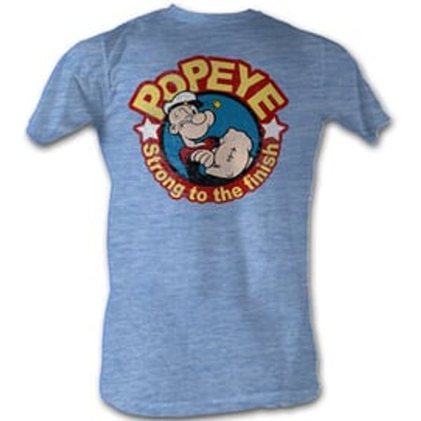 Popeye T shirt Strong To The Finish Adult Blue Heather Tee Shirt